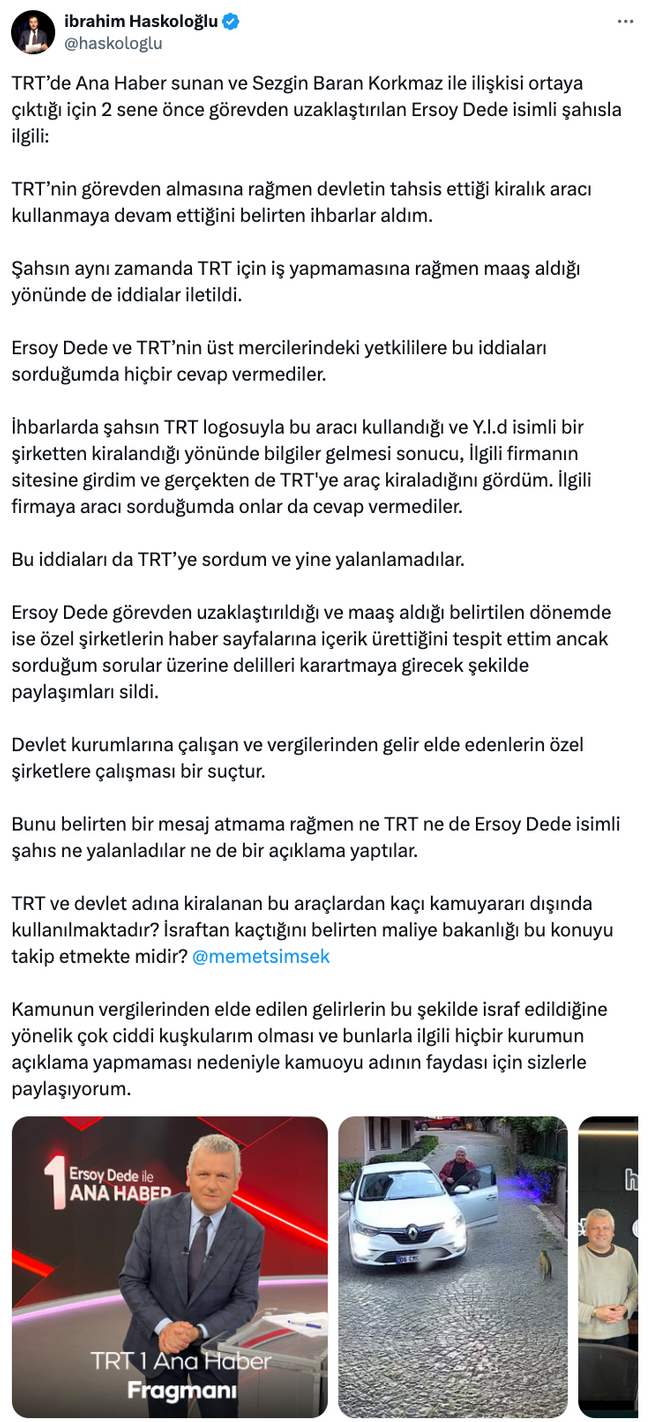 İbrahim Haskoloğlu, giderayak Ersoy Dede'yi hedef aldı! ‘TRT Haber’den kovulan bu şahıs…’ - Resim : 1