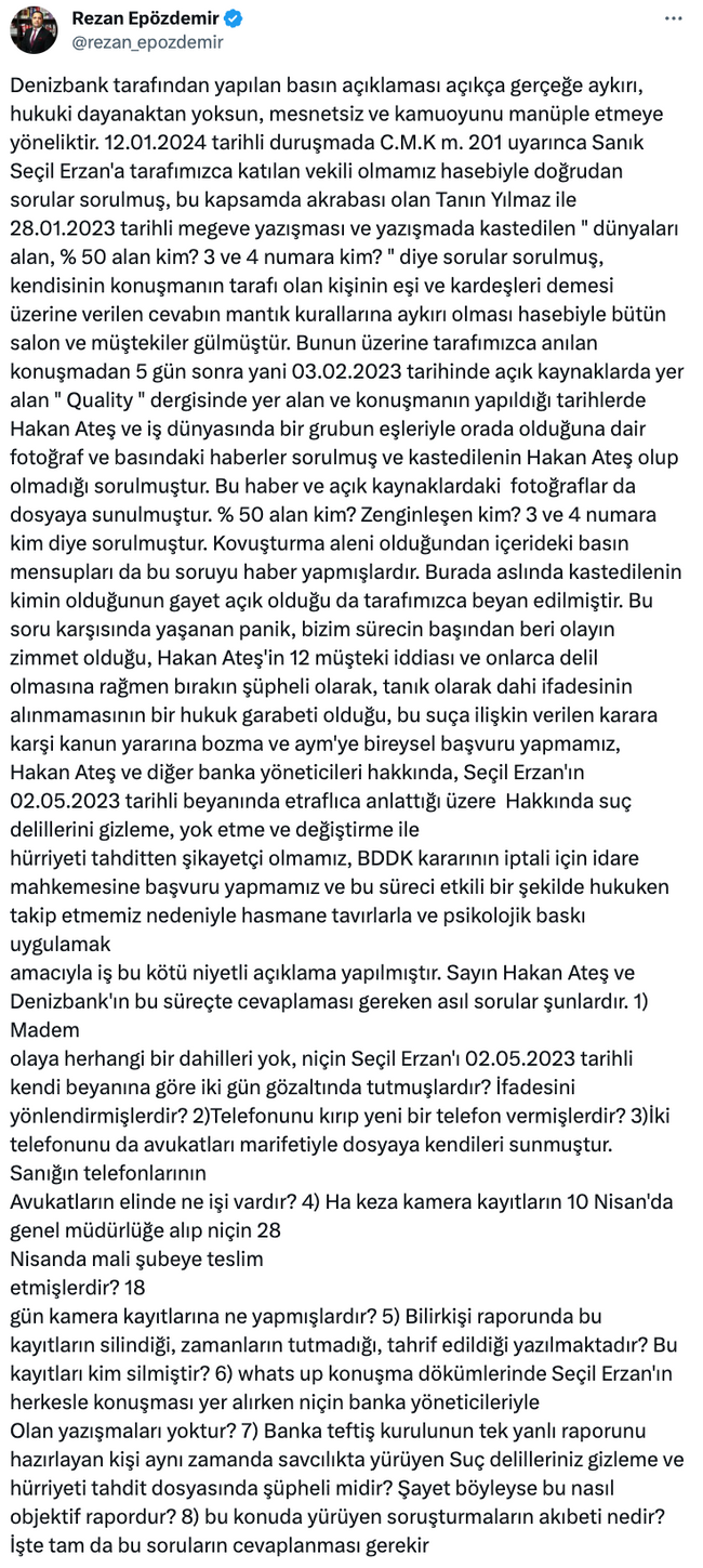 Denizbank’ın hamlesine yanıt gecikmedi! Seçil Erzan davasında flaş gelişme: ‘Onu bitireceğim’ - Resim : 2