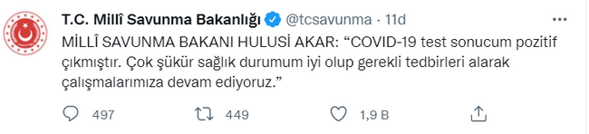 Hulusi Akar’dan kötü haber! ‘Pozitif çıkmıştır…’ - Resim : 1