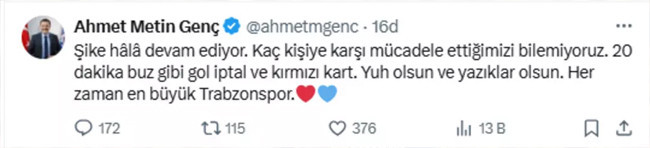 Trabzon Belediye Başkanı paylaştı! “Şike hala devam ediyor! Yuh olsun ve yazıklar olsun” - Resim : 1