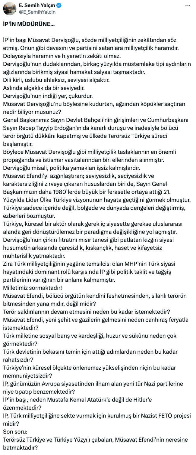 İyi Partili vekilden MHP'li Semih Yalçın'a olay yanıt! 'İşine bak 'ApoooCCCuuu'!..' - Resim : 1