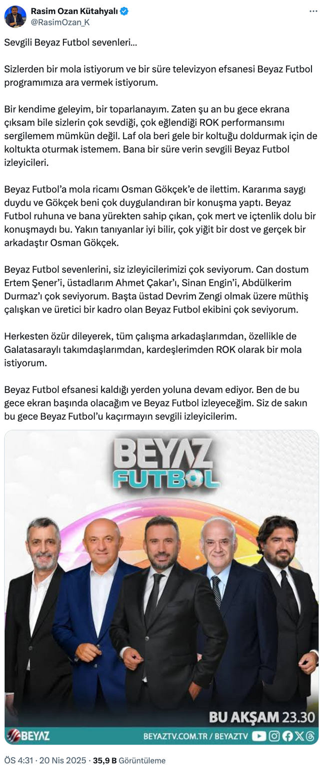 Rasim Ozan Kütahyalı'dan flaş ayrılık kararı! ‘Özür dileyerek…’ - Resim : 1