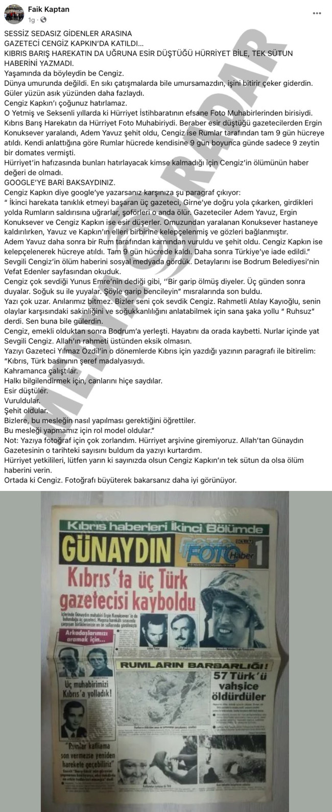 Efsane gazeteci vefat etti, Hürriyet görmedi! Kıbrıs’ta Rumlara esir düşmüştü… - Resim : 2