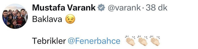 Ali Koç, AK Partili Varank'ın elinden baklava yedi! Şampiyonluğun ardından çarpıcı paylaşım… - Resim : 1