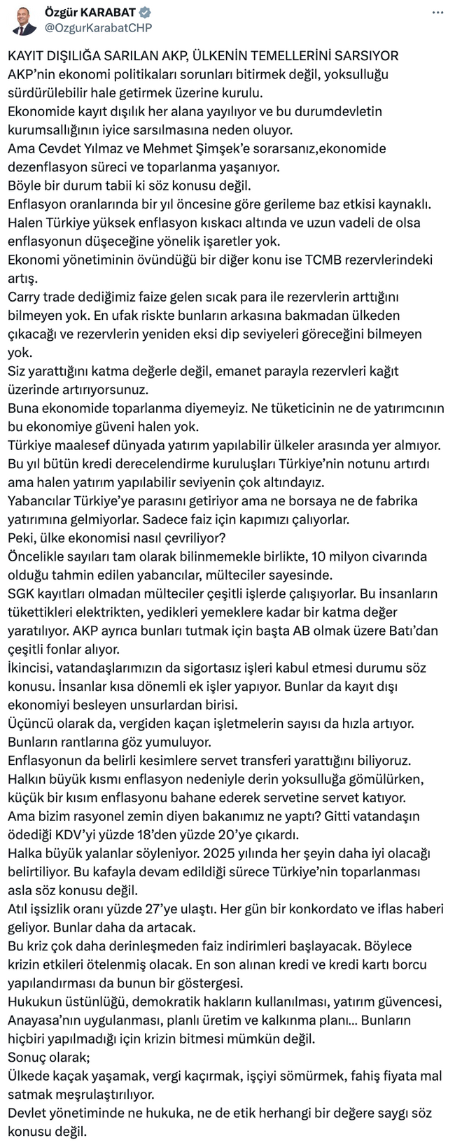 AK Parti’nin ekonomi yönetimine sert eleştiriler! ‘Krizin bitmesi mümkün değil…’ - Resim : 1