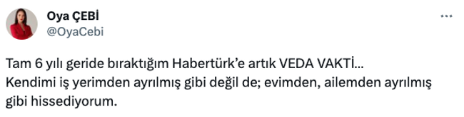Ünlü ekran yüzü Habertürk’e veda etti! ‘Tam 6 yılı geride bıraktığım…’ - Resim : 1