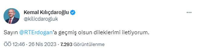 Kılıçdaroğlu ve Akşener'den Erdoğan'a 'geçmiş olsun' mesajı - Resim : 1