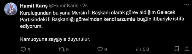 Gelecek Partisi'nde peş peşe istifalar! - Resim : 1