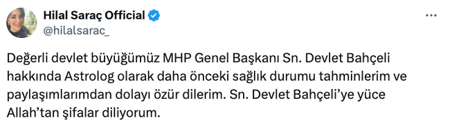 Tutuklu astrolog Hilal Saraç'tan 42 gün sonra ilk mesaj: Erdoğan ve Bahçeli'den özür diledi! - Resim : 1