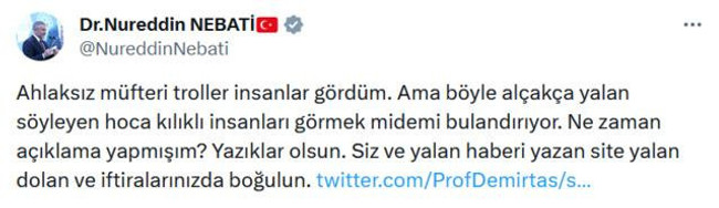 Özgür Demirtaş ile Nureddin Nebati birbirine girdi! Paylaşımını silmek zorunda kaldı - Resim : 2