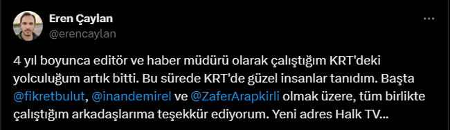 KRT TV'den Halk TV'ye transfer oldu! Sosyal medya hesabından duyurdu - Resim : 1