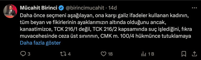 Birinci'den #tutuklansın kampanyalarına tepki: Savcılarımız, hakimlerimiz bence X kullanmamalı - Resim : 1