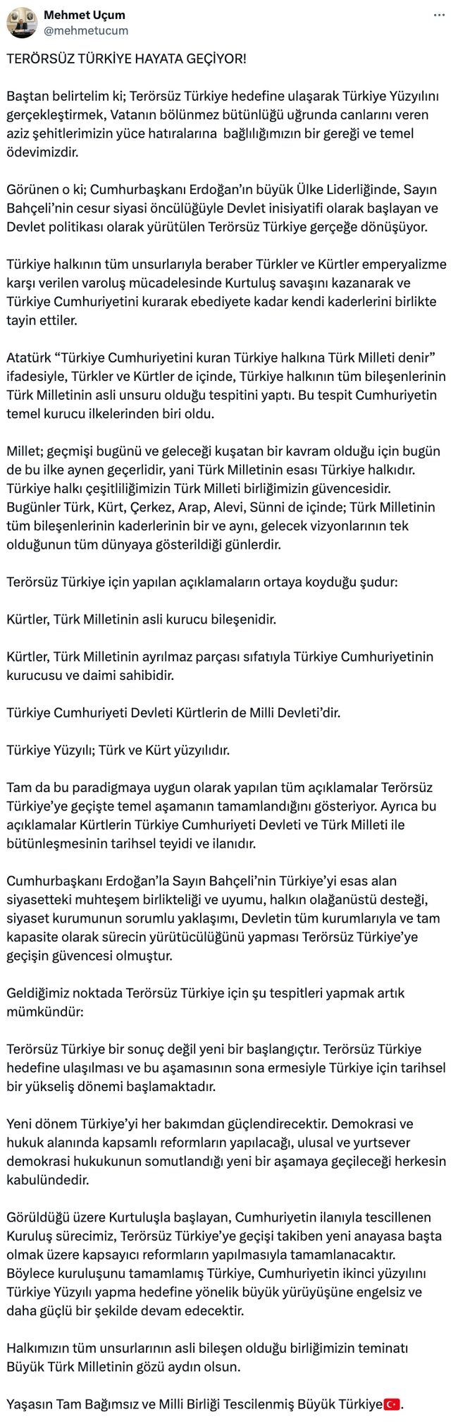 PKK'nın fesih kararının ardından Başdanışman Mehmet Uçum'dan 'yeni anayasa' çıkışı! - Resim : 1