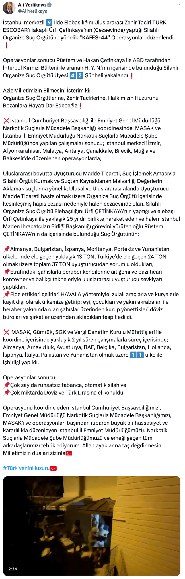 ‘Türk Escobar’ Urfi Çetinkaya'nın suç örgütüne operasyon: 42 gözaltı! - Resim : 1