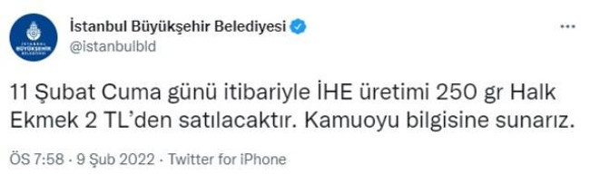 İstanbul'da Halk Ekmek'e zam! İşte yeni fiyatı - Resim : 1