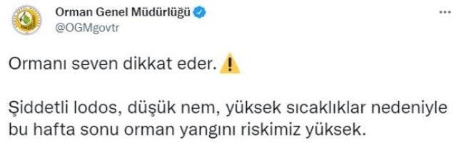 Havalar ısındı, orman yangınları başladı! OGM, hafta sonu için beklenen tehlikeye dikkat çekti - Resim : 1