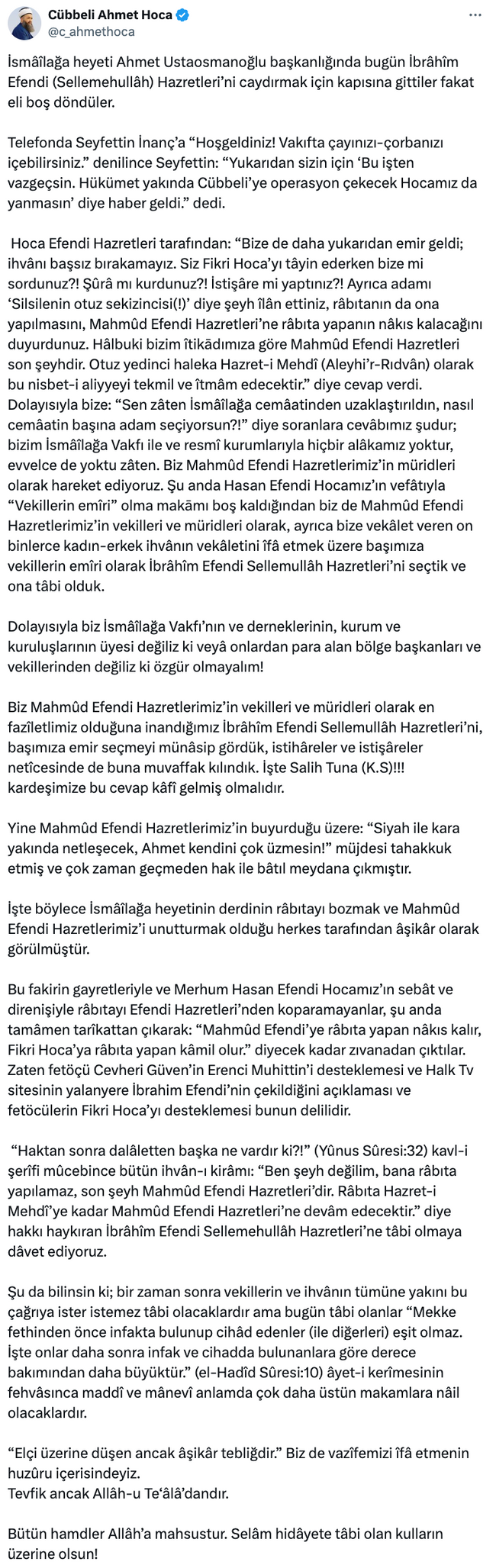 İsmailağa Cemaati'nde liderlik kavgası! Cübbeli Ahmet'ten açıklama… - Resim : 1