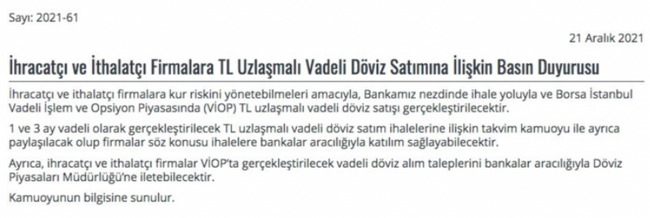 Merkez Bankası'ndan 'ileri vadeli kur' açıklaması: İhracatçı ve ithalatçı firmalar dikkat! - Resim : 1