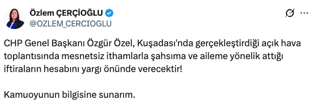 Özlem Çerçioğlu, Özgür Özel'i hedef aldı! ‘Hesabını yargı önünde verecek…’ - Resim : 1