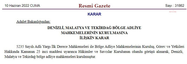 Denizli, Malatya ve Tekirdağ'da istinaf mahkemeleri kuruldu! - Resim : 1