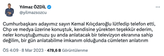 Kılıçdaroğlu'ndan Yılmaz Özdil'e telefon! 'Anlatacak bir ekrana sahip değilim' - Resim : 1
