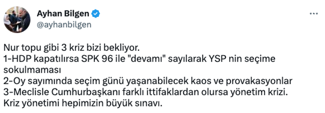 Eski HDP'li Ayhan Bilgen'den bomba iddia: Yeşil Sol Parti seçime sokulmayacak - Resim : 1