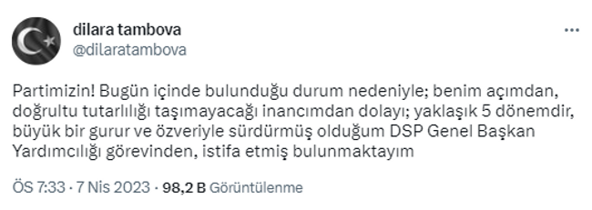 DSP Genel Başkan Yardımcısı Onur İste partisinden istifa etti - Resim : 1