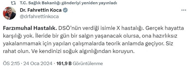 Fahrettin Koca'dan 'X hastalığı' yorumu - Resim : 1