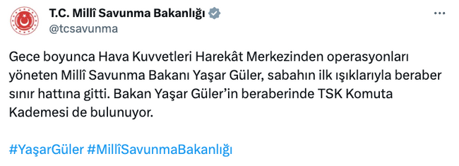 Bakan Güler ve TSK komuta kademesi sınırda! MSB duyurdu… - Resim : 2