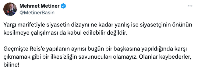 Mehmet Metiner'den Ekrem İmamoğlu için manidar benzetme! 'Olanlar kaybederler, biline!...' - Resim : 1