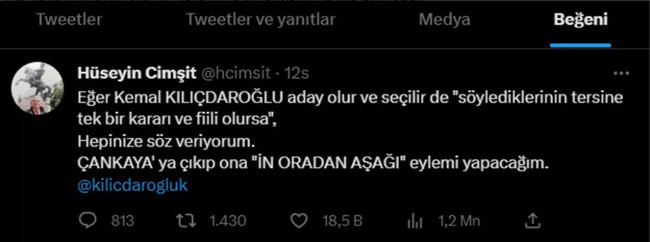 Kılıçdaroğlu adaylığını beğendiği tweet ile açıkladı: "İn oradan aşağı" - Resim : 1