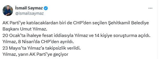 Gazeteci İsmail Saymaz'dan bomba kulis bilgisi! İşte yarın AKP'ye katılacak belediyeler - Resim : 2