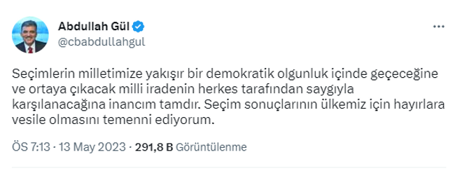 Abdullah Gül'den seçim mesajı: Çıkan sonucu herkesin saygıyla karşılayacağına inancım tam - Resim : 1
