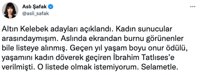 Aslı Şafak’tan ‘İbrahim Tatlıses’li Altın Kelebek’e tepki! ‘Yer almak istemiyorum…’ - Resim : 1