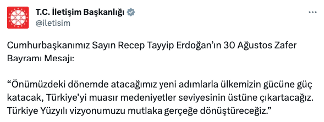 Erdoğan'dan 30 Ağustos Zafer Bayramı mesajı! ‘Önümüzdeki dönemde…’ - Resim : 1