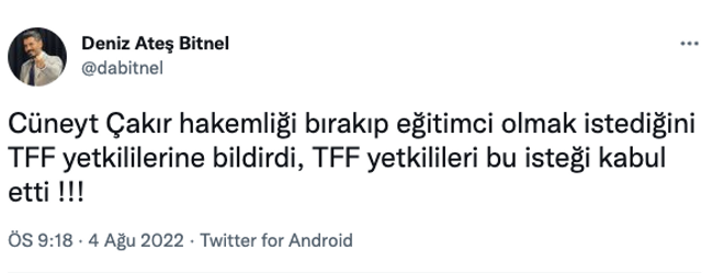 TFF Başkanı Büyükekşi açıkladı: Cüneyt Çakır'dan gündemi sarsacak karar! - Resim : 1