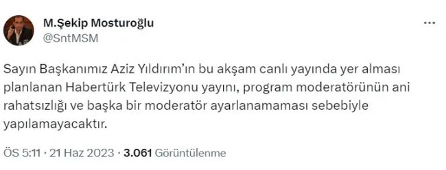 Mehmet Akif Ersoy rahatsızlandı, Aziz Yıldırım'ın programı iptal oldu - Resim : 1