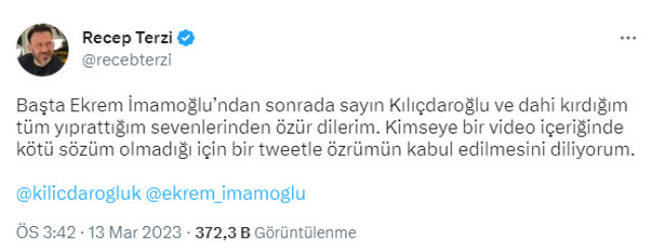 Ünlü oyuncu Kılıçdaroğlu ve İmamoğlu'nu etiketleyip özür diledi - Resim : 1