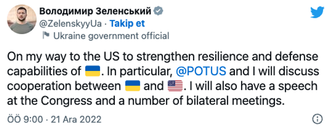 Ukrayna Devlet Başkanı Zelenskiy, ABD'ye gitti! - Resim : 1