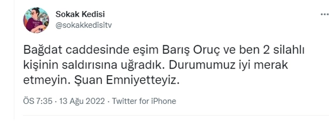 'Sokak kedisi' kanalı muhabiri ve eşine silahlı saldırı - Resim : 1