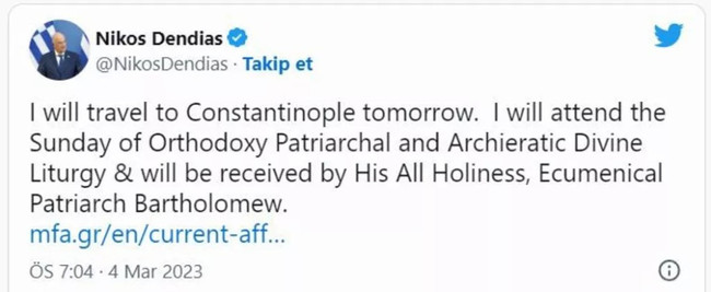 Türkiye ziyaretini duyururken skandala imza attı! Yunan bakan tepki yağınca paylaşımını sildi - Resim : 1