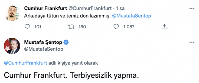 TBMM Başkanı Şentop Twitter'da 'Cumhur Frankfurt'la kapıştı: "Terbiyesizlik yapma" - Resim : 1
