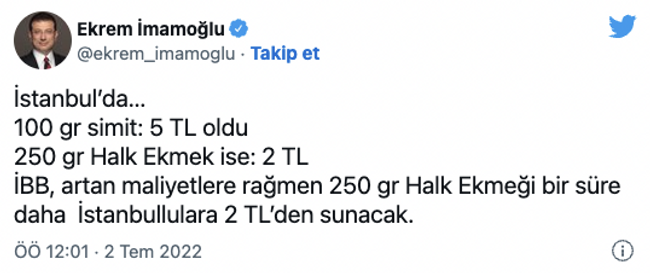 Ekrem İmamoğlu'dan halk ekmeğe zam açıklaması: "Artan maliyetlere..." - Resim : 1