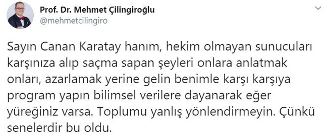 Prof. Dr. Mehmet Çilingiroğlu’ndan Canan Karatay’a hodri meydan! Eğer yüreğiniz varsa... - Resim : 2