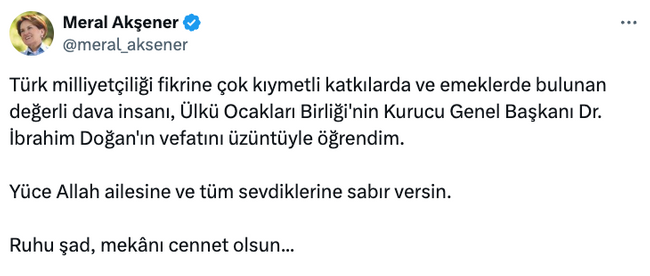 Meral Akşener sosyal medyadan paylaştı! ‘Üzüntüyle öğrendim…’ - Resim : 2
