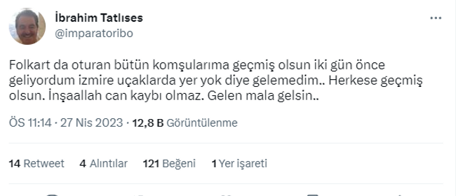 Tatlıses'ten İzmir'deki yangının ardından paylaşım! Kıl payı kurtulmuş! - Resim : 2