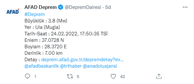 Muğla'da korkutan deprem! AFAD duyurdu - Resim : 1