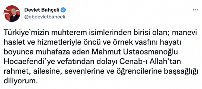 MHP lideri Devlet Bahçeli'den Mahmut Ustaosmanoğlu için taziye mesajı - Resim : 1