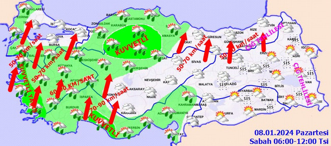 Meteoroloji’den 16 il için sarı kodlu uyarı! İşte il il 8 Ocak hava durumu… - Resim : 3
