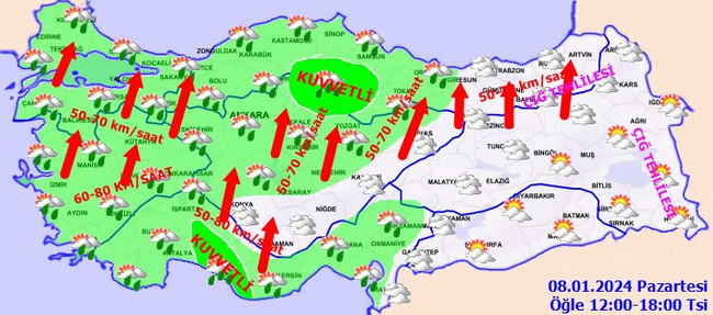 Meteoroloji’den 16 il için sarı kodlu uyarı! İşte il il 8 Ocak hava durumu… - Resim : 4